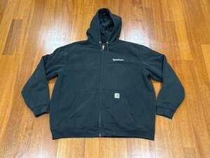 Carhartt Rain Defender XL Black Full-Zip Quilted Lined Hoodie Spectrum Logo